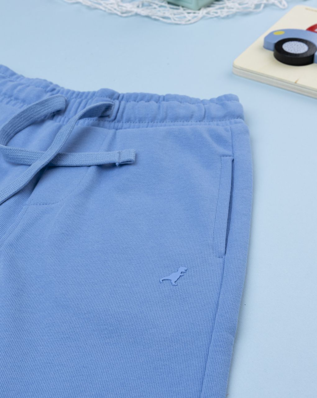 Pantalone french terry bimbo azzurro con coulisse