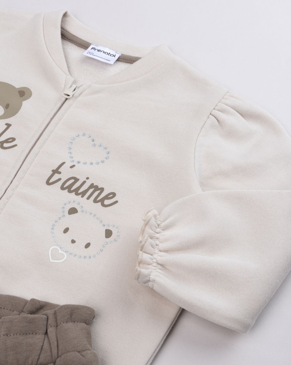 Completo jogging bimba due pezzi beige/marrone orsetti