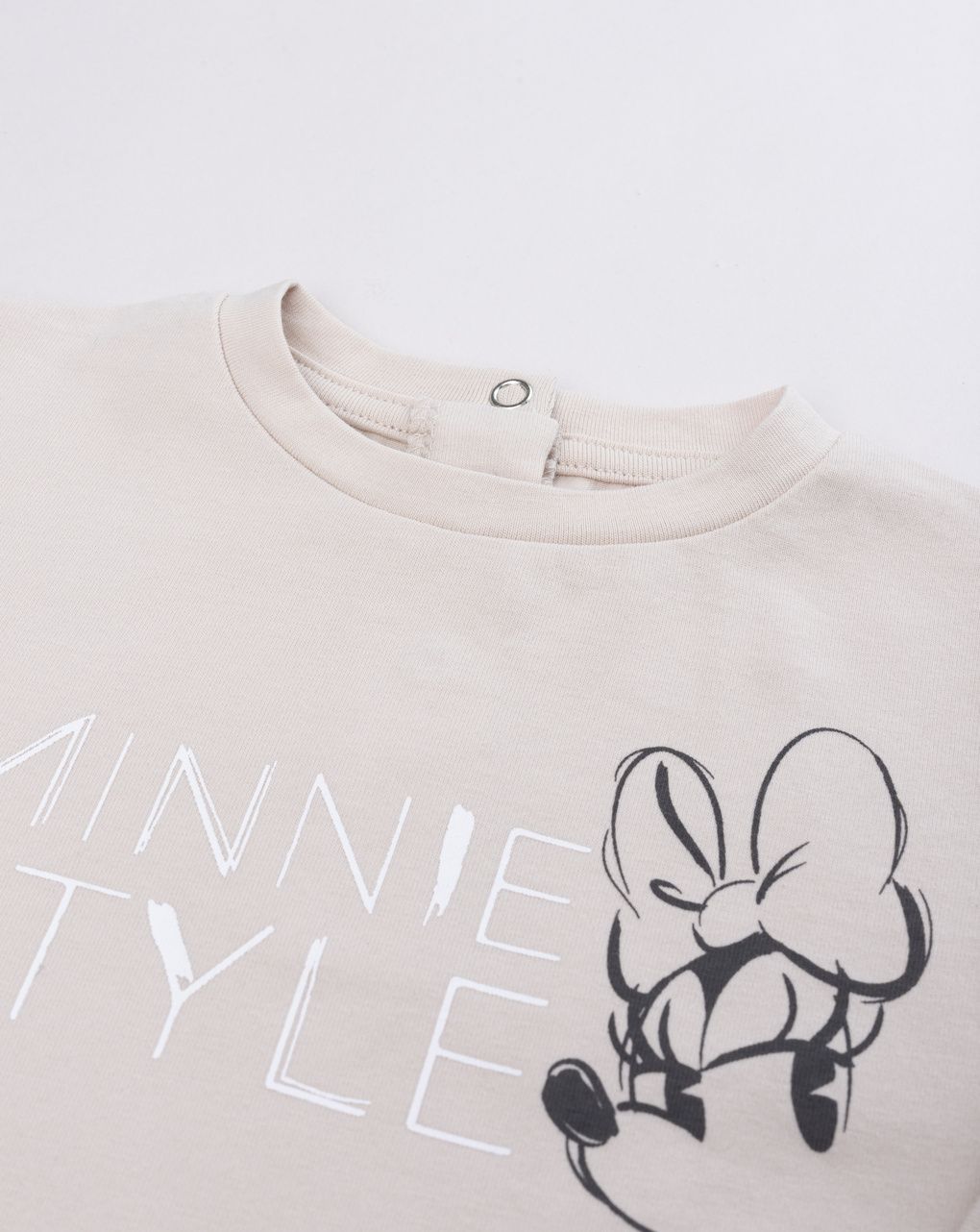 T-shirt bimba maniche lunghe minnie beige con bottoni