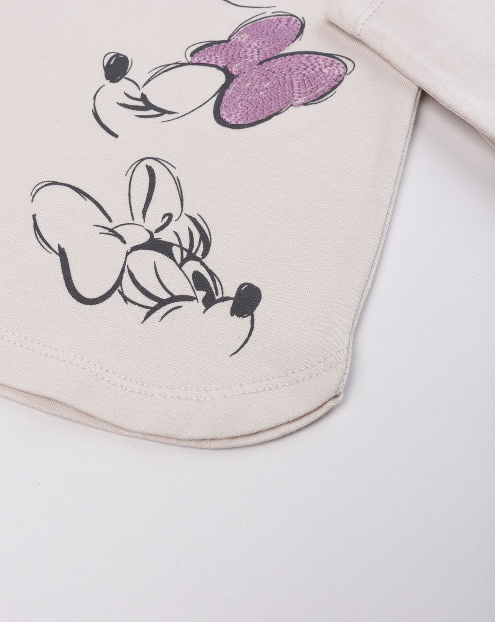 T-shirt bimba maniche lunghe minnie beige con bottoni
