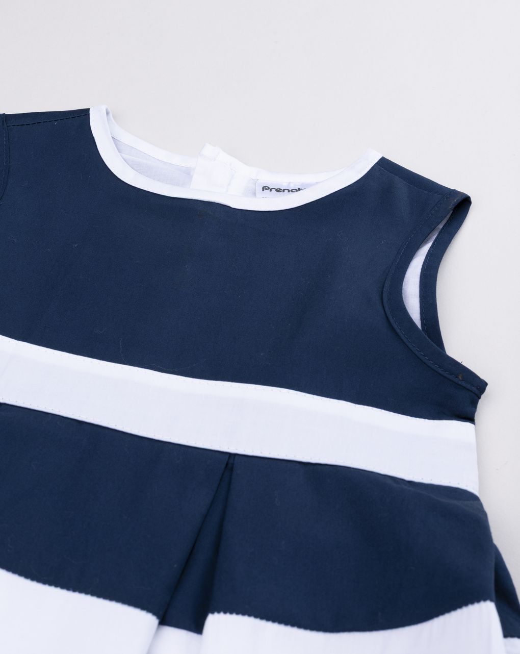 Abito smanicato bambina a righe blu e bianche