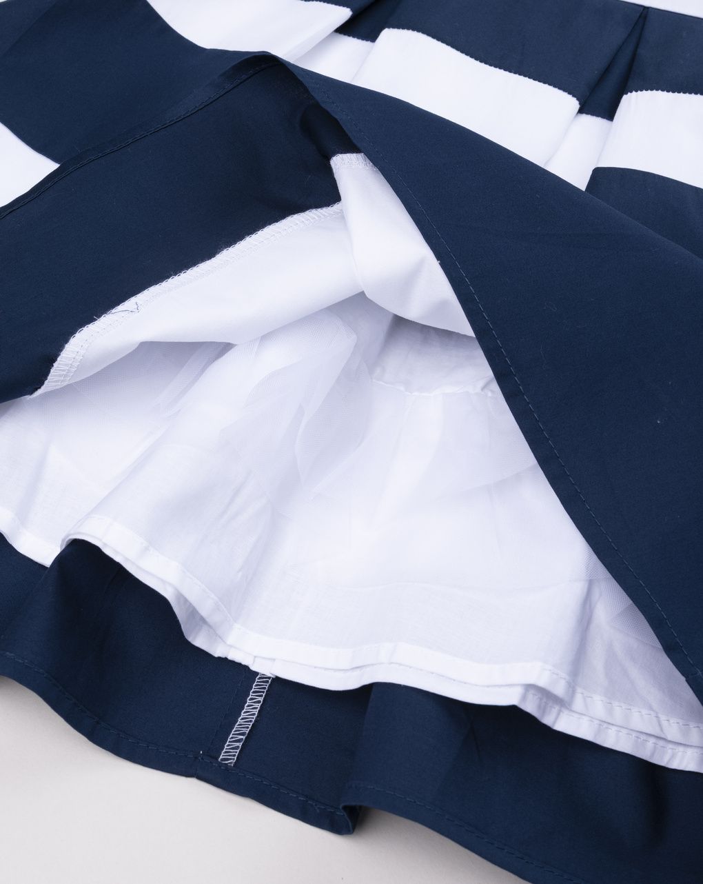 Abito smanicato bambina a righe blu e bianche