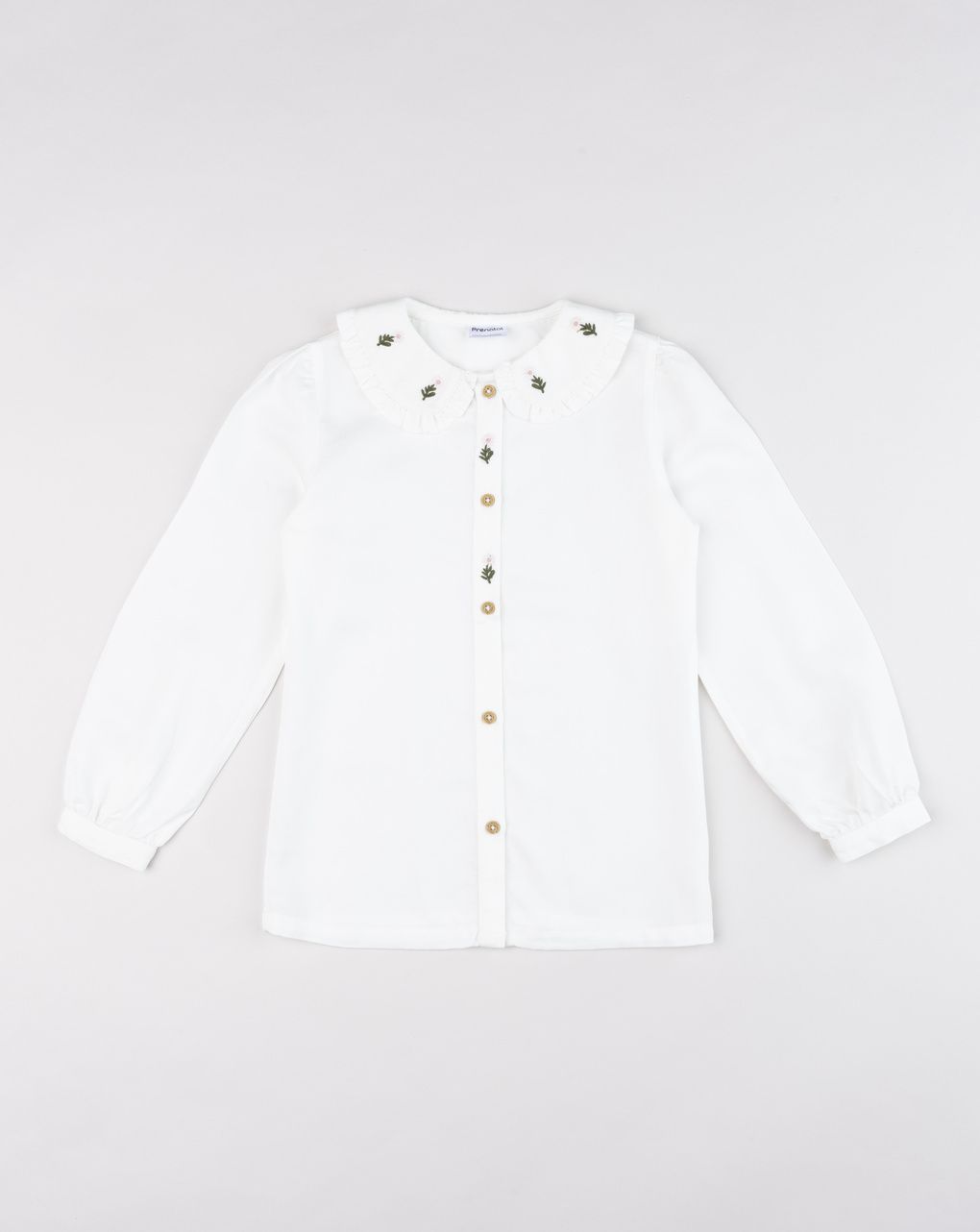 Camicia boho-chic bambina bianca con fiori