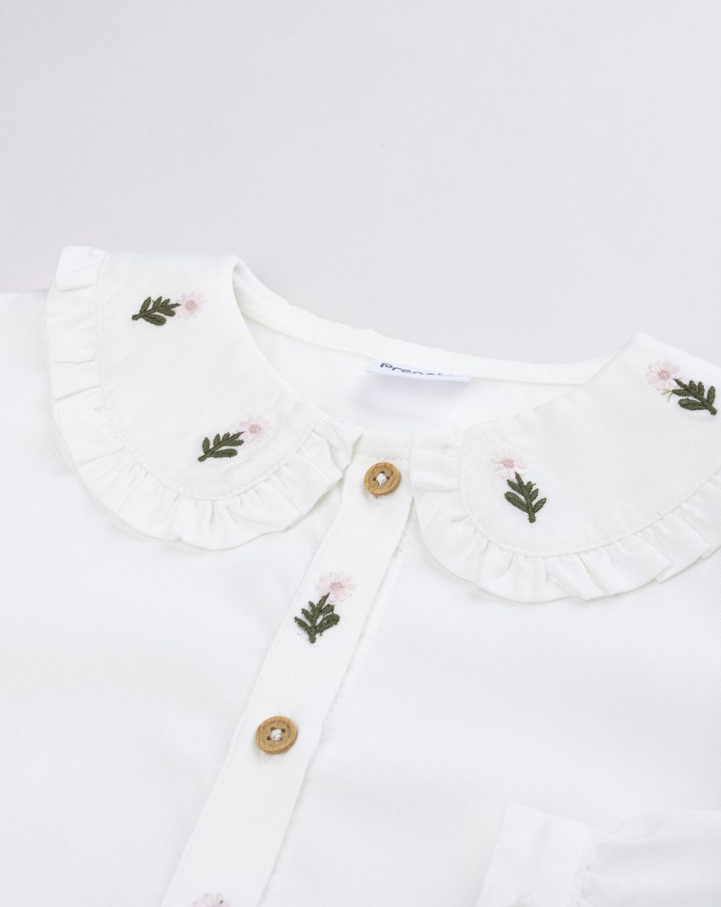 Camicia boho-chic bambina bianca con fiori