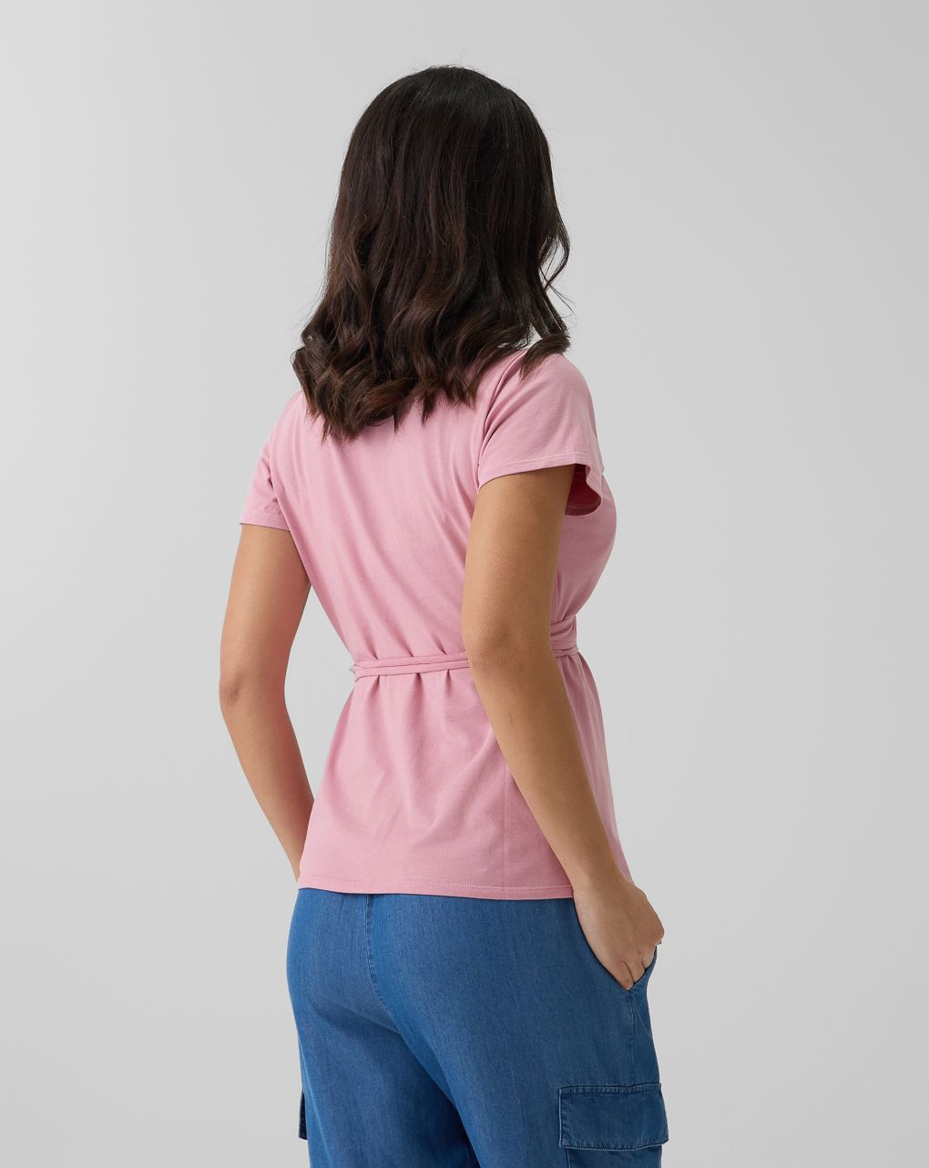 T-shirt allattamento con incrocio a portafoglio rosa
