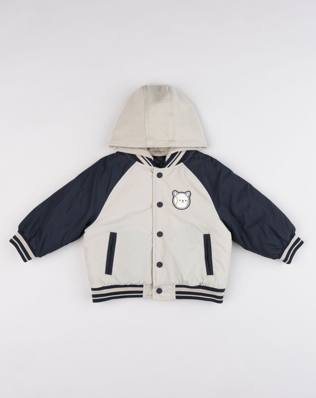 Giubbino bomber bimbo bicolor beige/blu