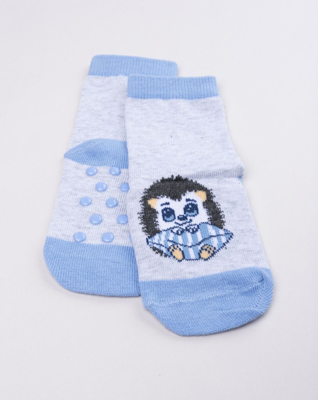 Calzini bimbo grigio/azzurro con riccio dormiglione