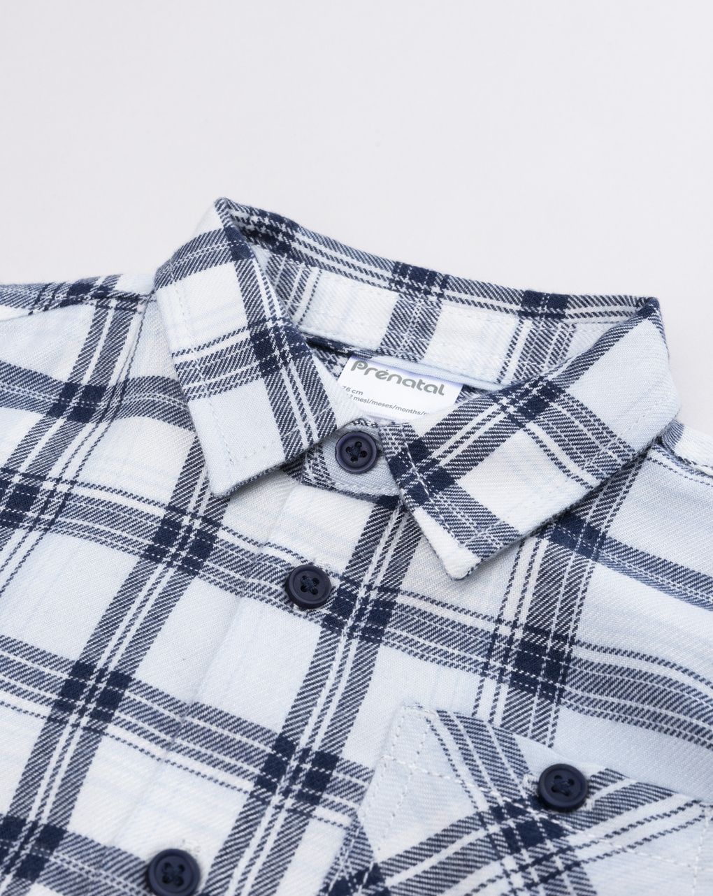 Camicia in flanella bambino a quadri bianca e blu