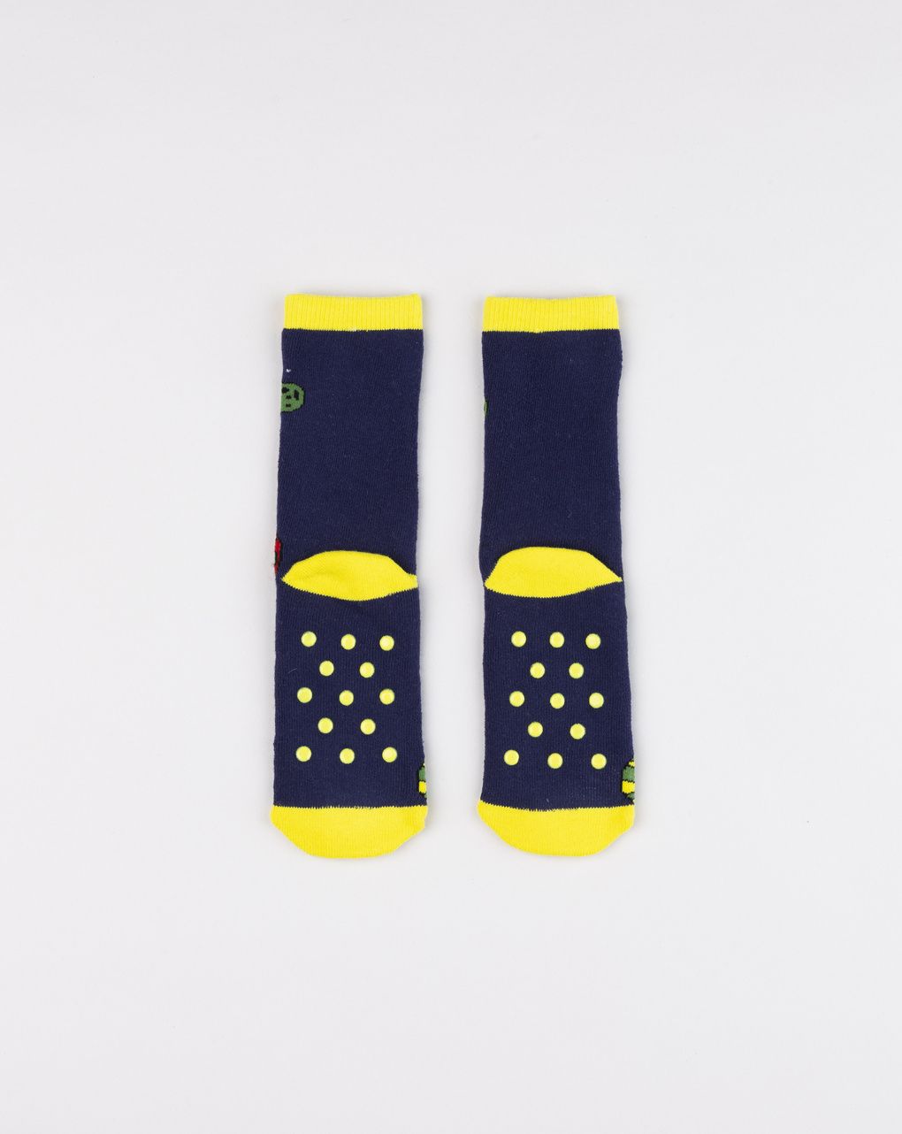 Calze antiscivolo bimbo blu/gialle spazio