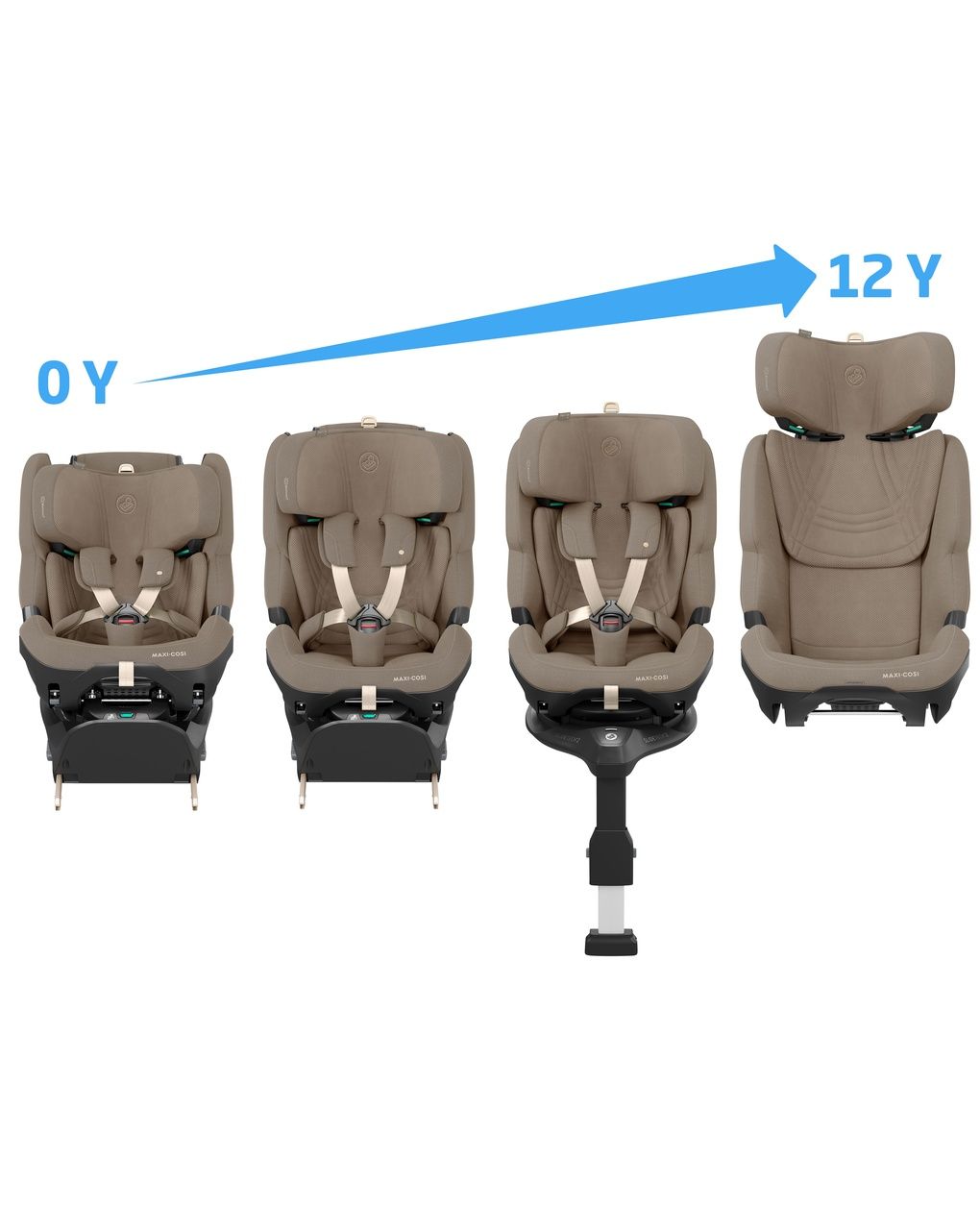 Seggiolino auto  pearl xl slide pro (61-150 cm) authentic truffle - maxi-cosi