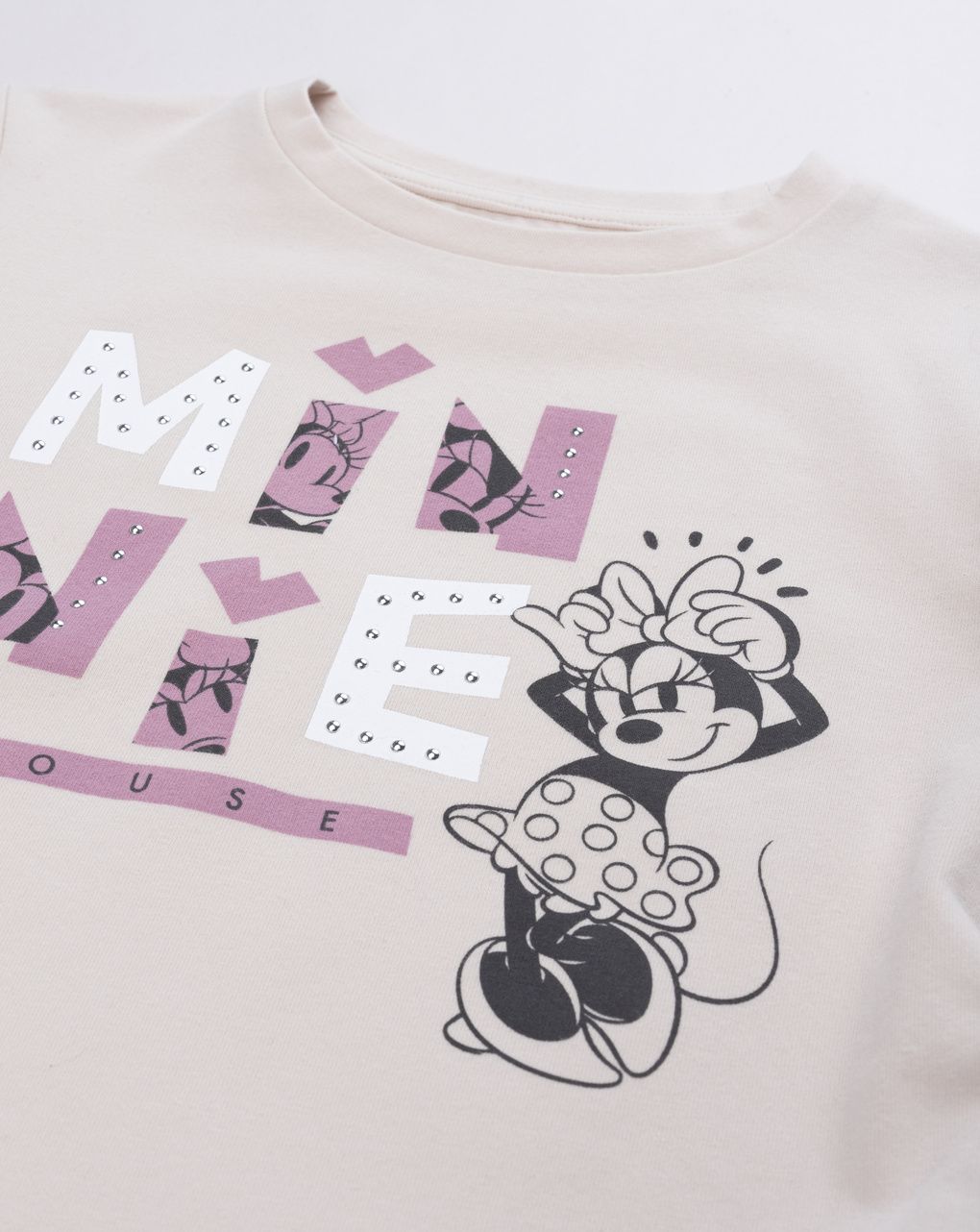 T-shirt bambina maniche lunghe minnie beige