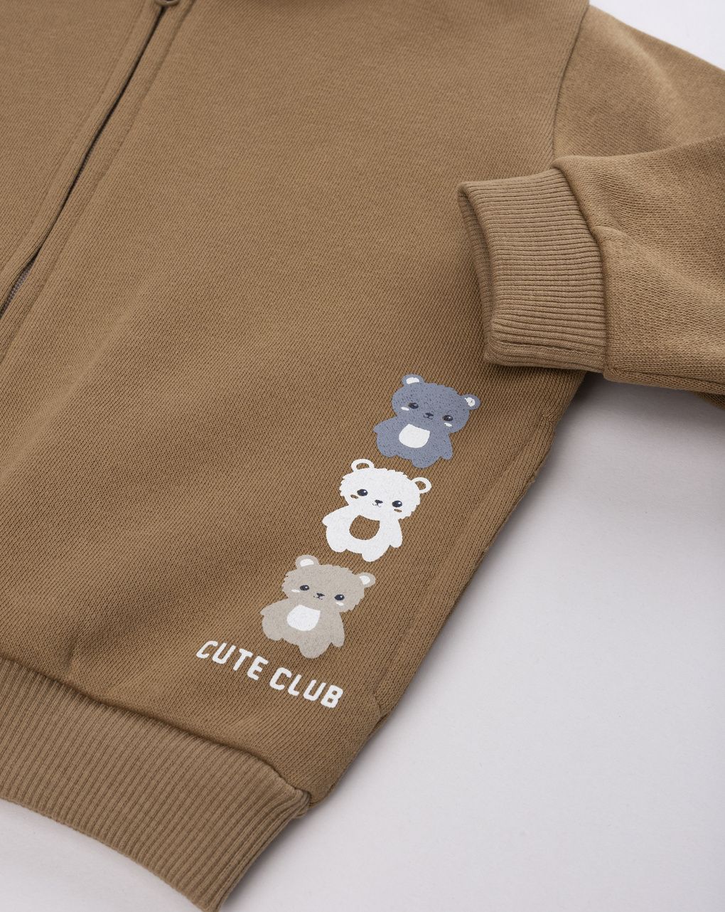 Felpa bimbo con cappuccio "cute club" marrone