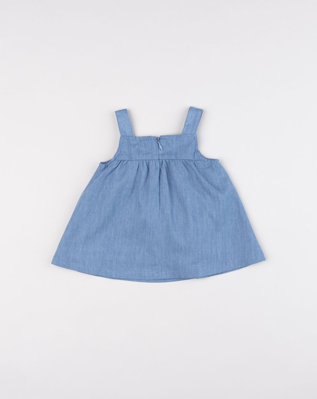 Vestitino estivo in chambray con applicazione floreale