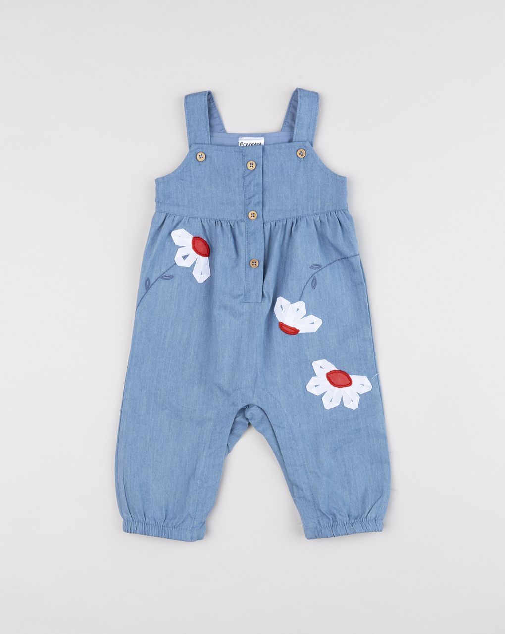Salopette bimba denim leggero con ricami
