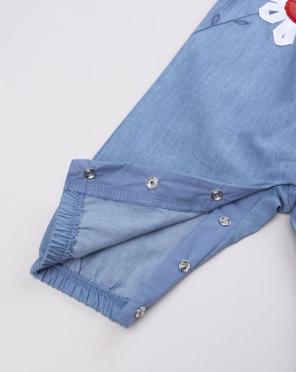Salopette bimba denim leggero con ricami