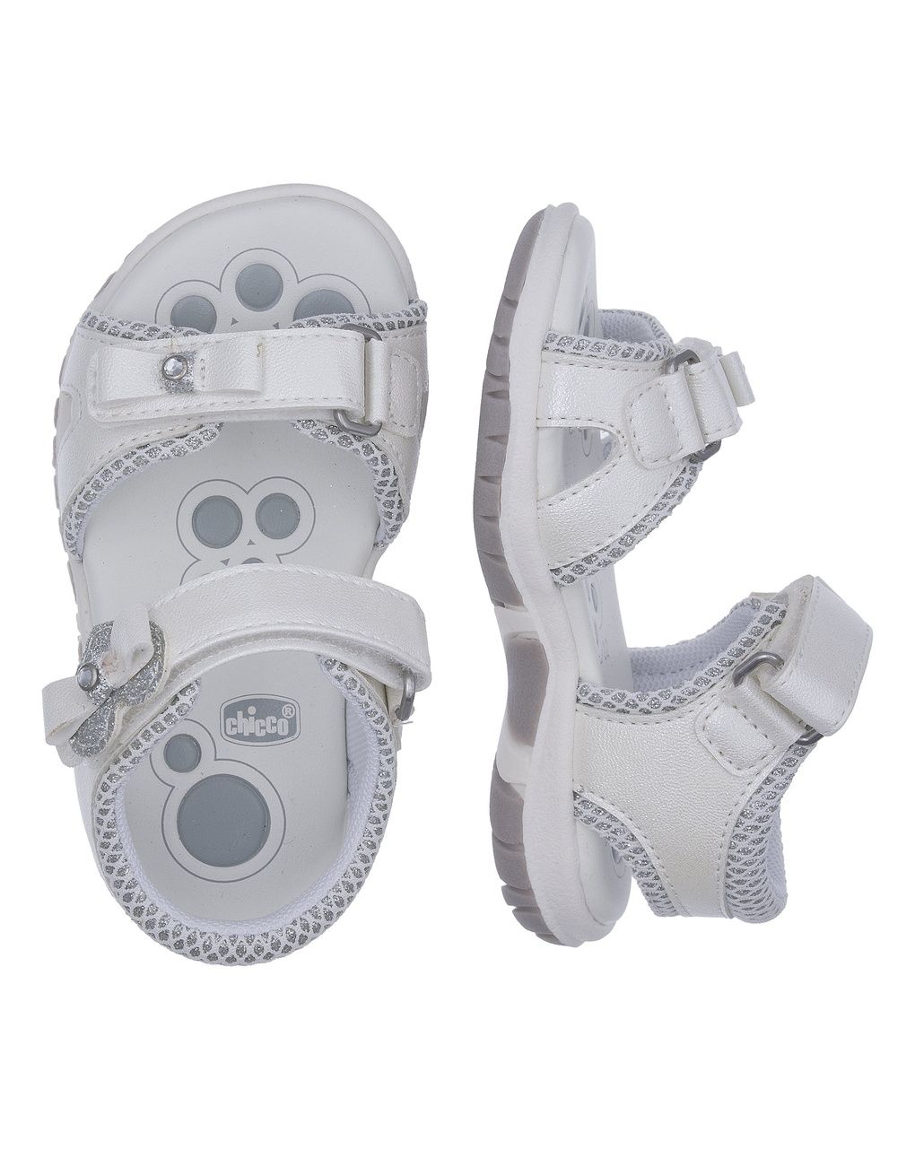 Sandali bimba bianchi con fiocco glitter - chicco francia