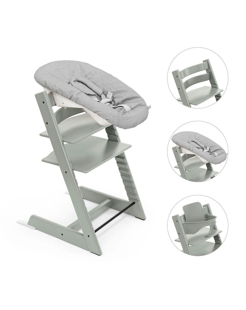 Pack seggiolone tripp trapp® con set per neonato - kit glacier green - stokke