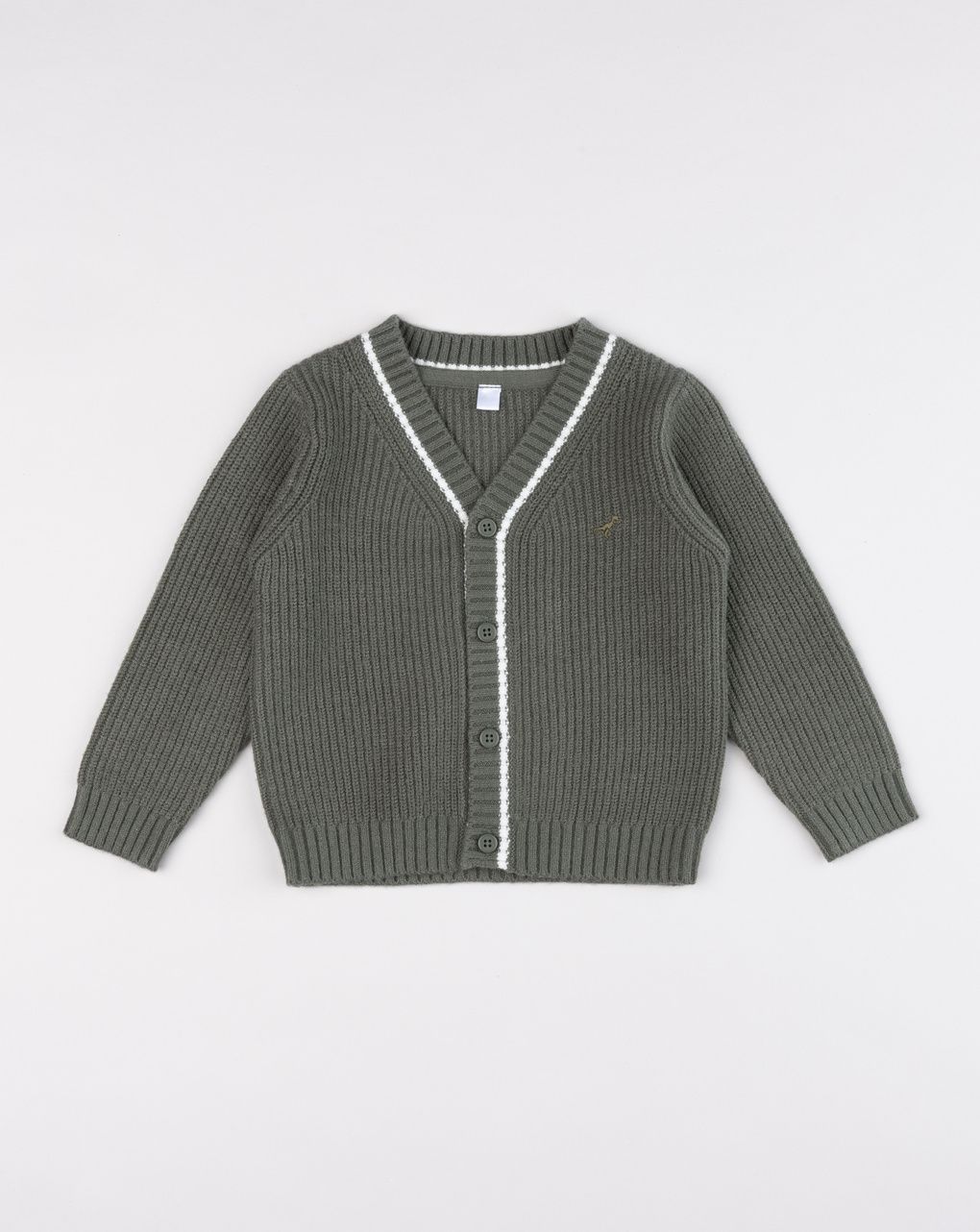Cardigan bimbo verde in maglia stile college