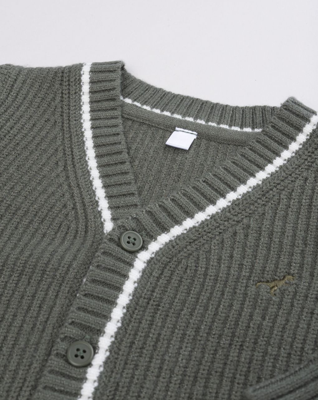 Cardigan bimbo verde in maglia stile college