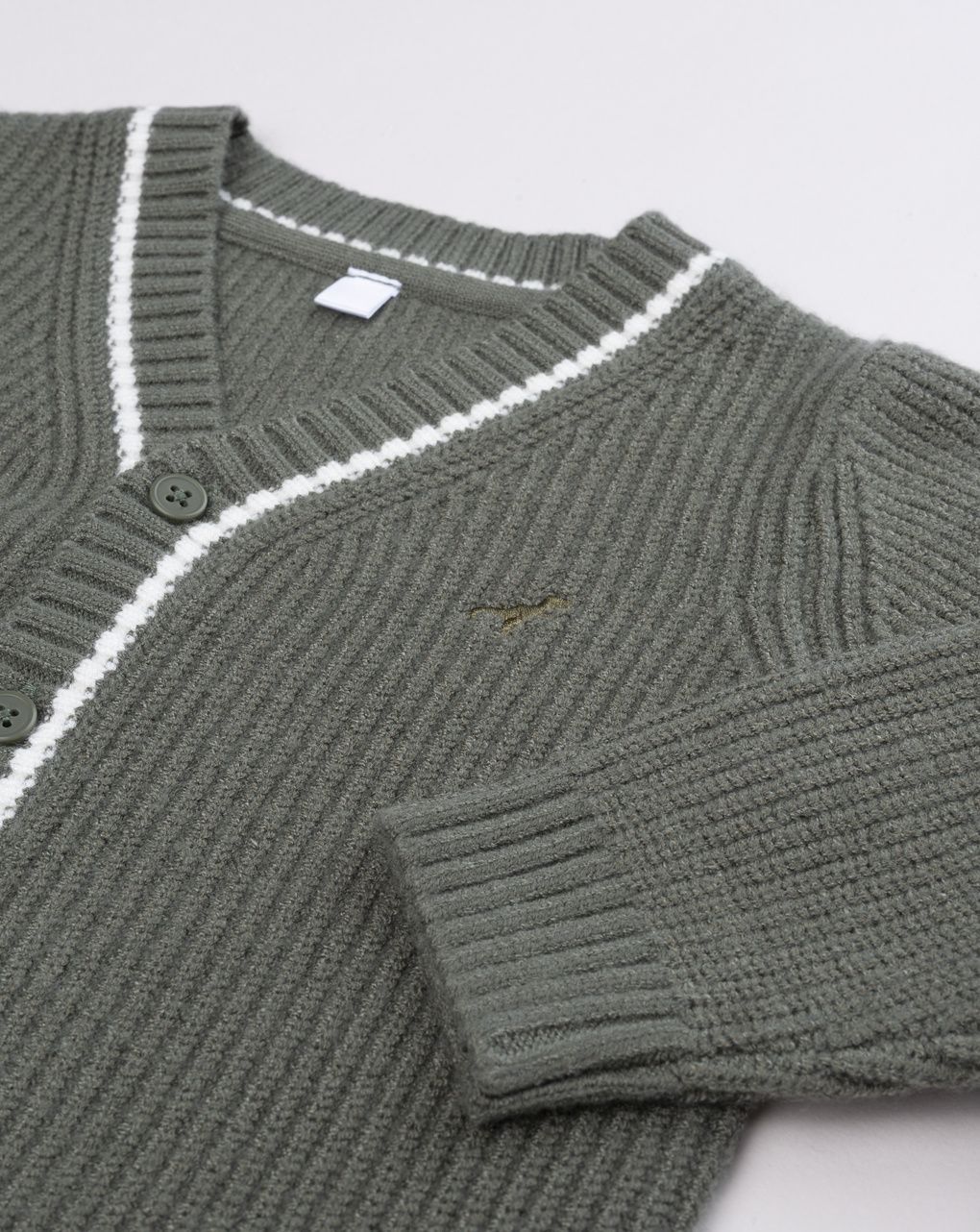 Cardigan bimbo verde in maglia stile college