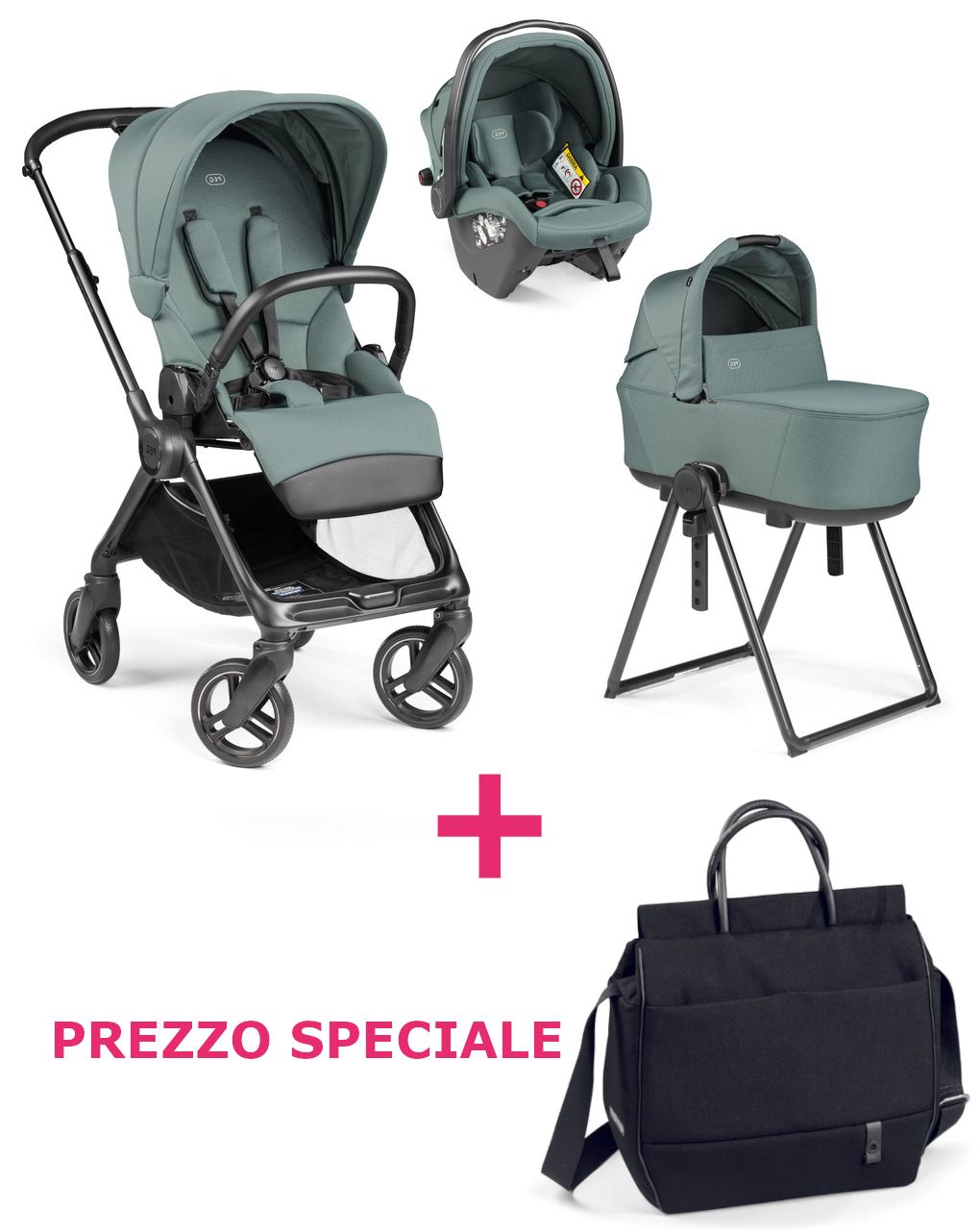 Trio switch flex slk jade con borsa true black a un prezzo speciale - peg perego