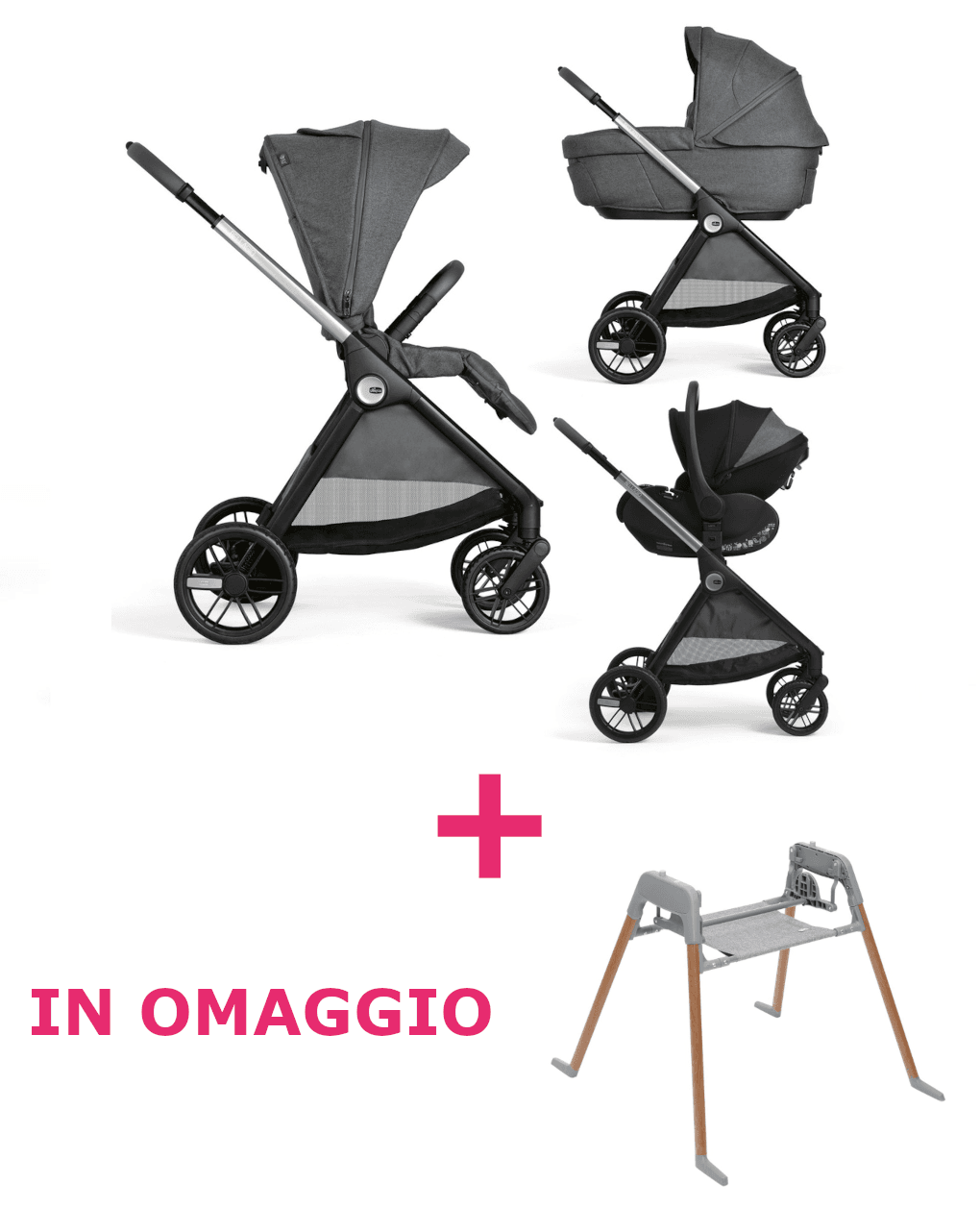 Trio bellagio 2 grand confort first seat rec black satin + base lullaglide in omaggio - chicco