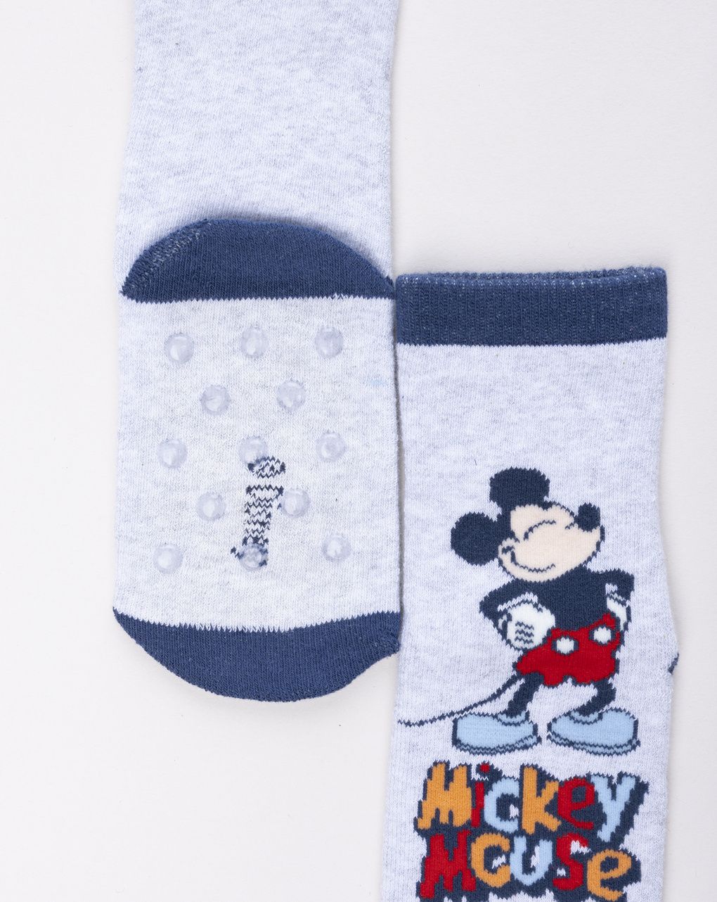 Calze antiscivolo bimbo grigio con mickey mouse