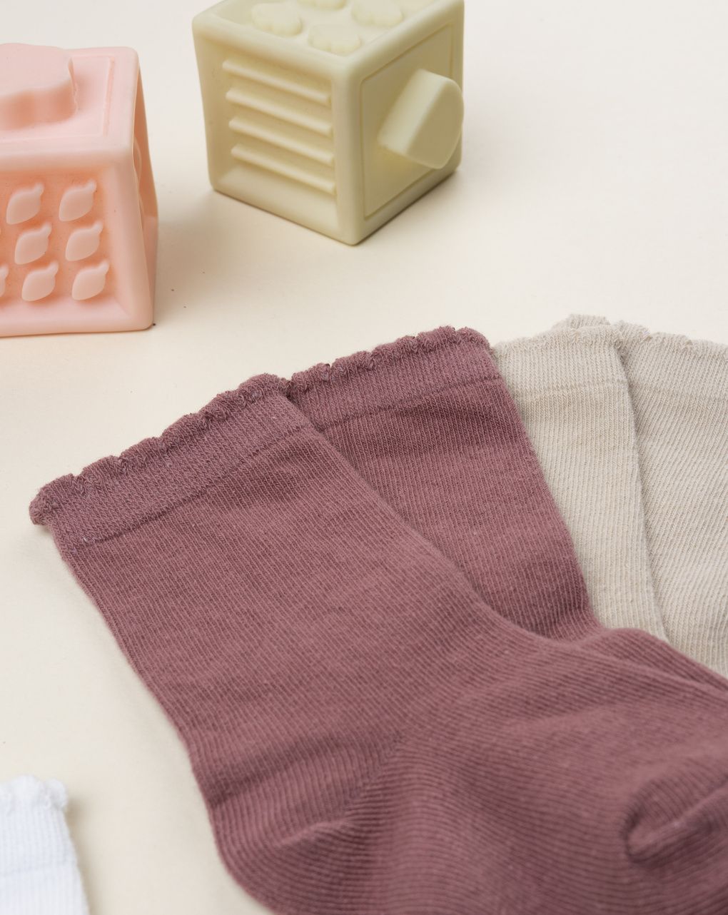 Pack 4 gambaletti bimba multicolor con bordo ondulato
