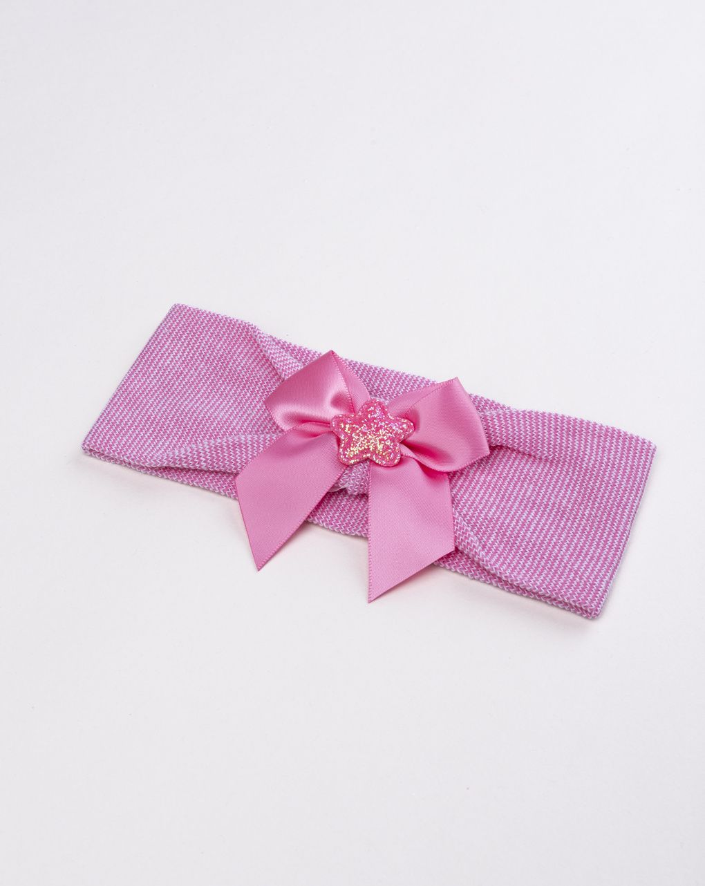 Fascia neonata rosa con fiocco e applicazione glitter