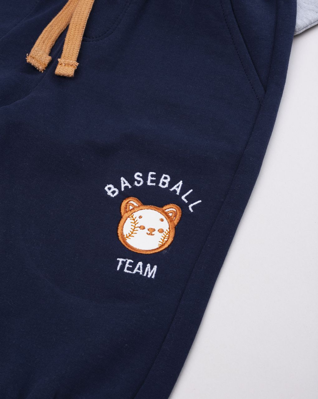 Completo jogging bimbo baseball club grigio/blu