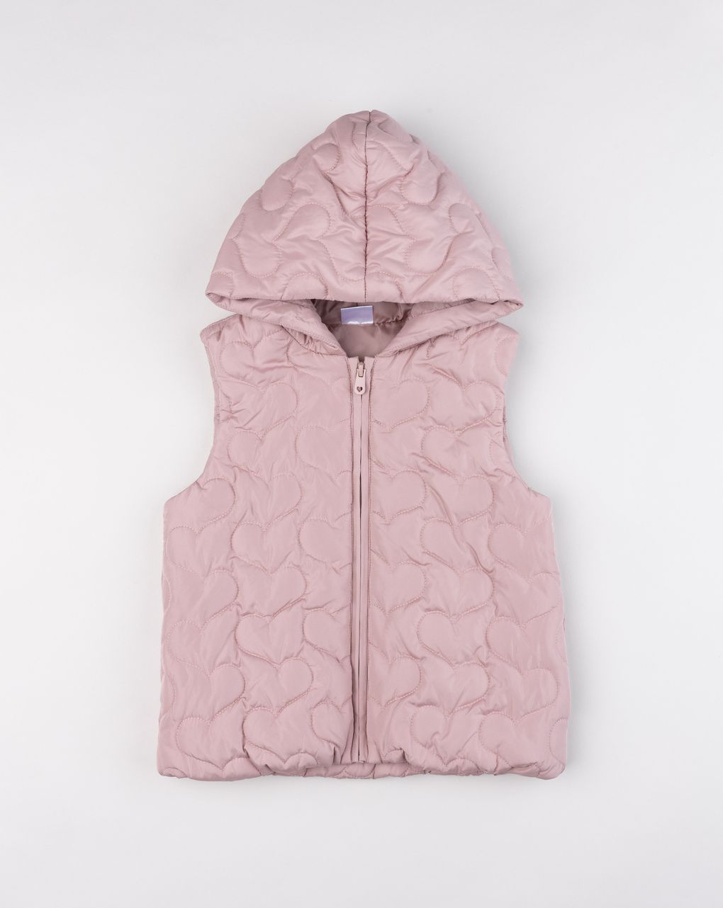 Gilet rosa imbottito bambina con trapuntatura a cuor