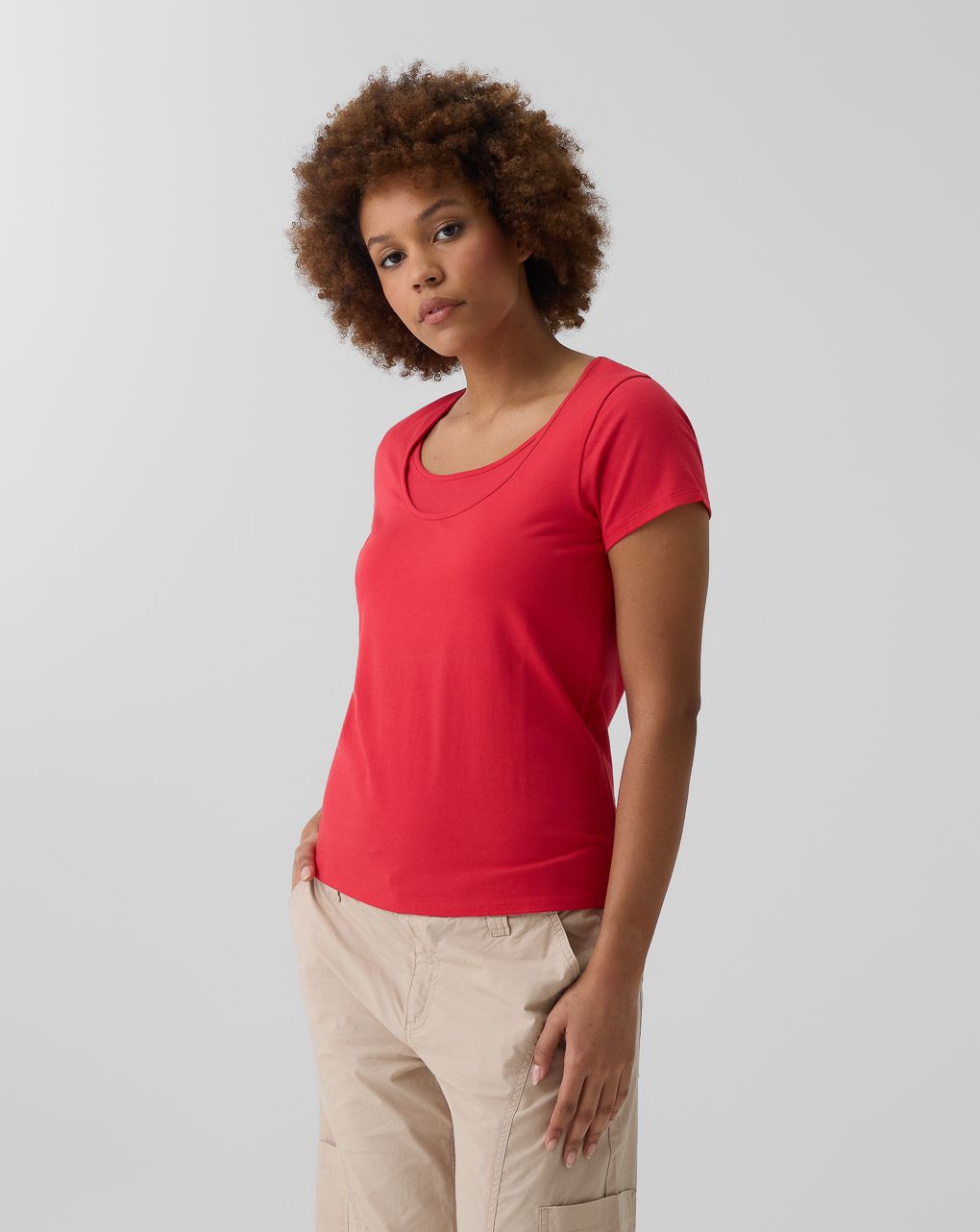 T-shirt allattamento rossa maniche corte