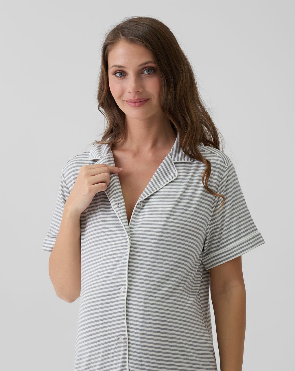 Camicia da notte premaman rigata