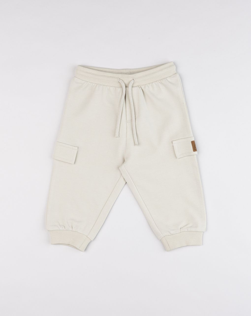 Pantalone bimbo beige con cordino e tasche