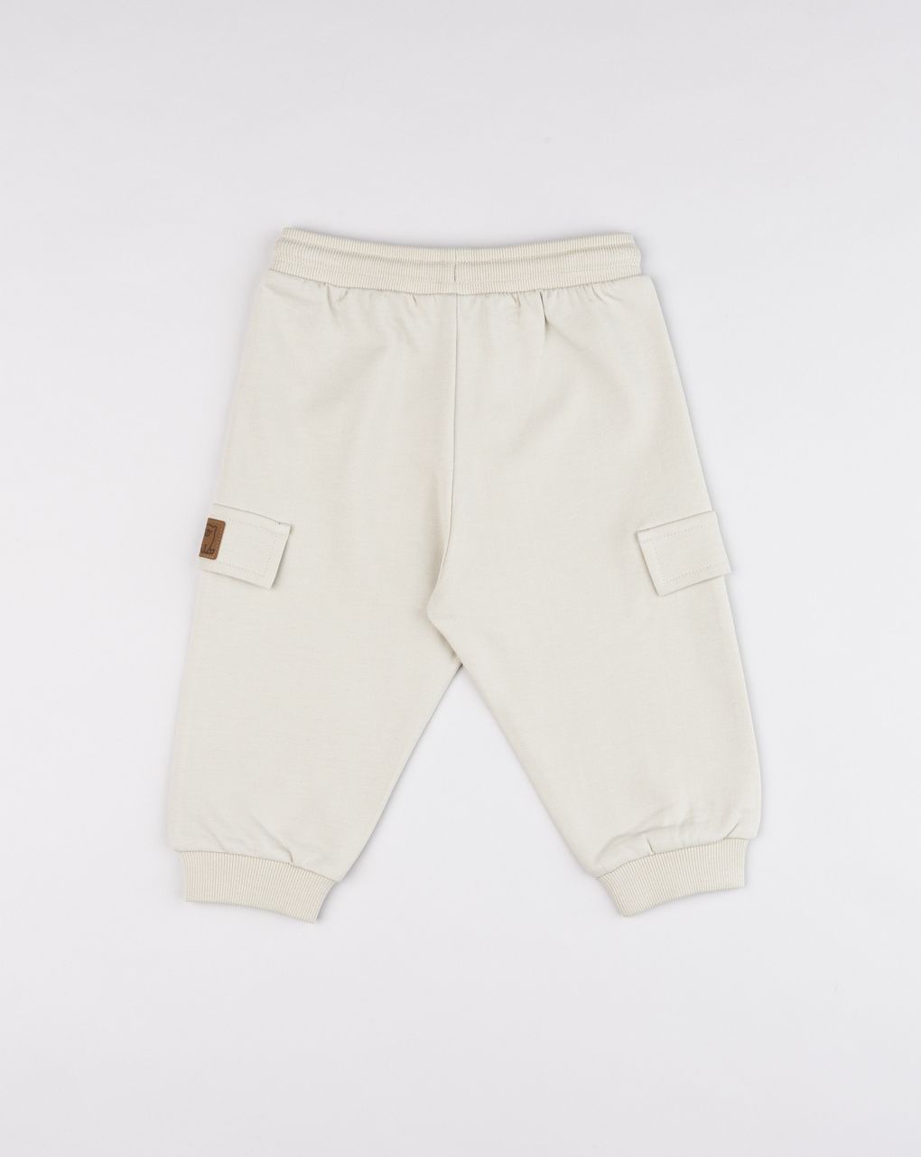 Pantalone bimbo beige con cordino e tasche