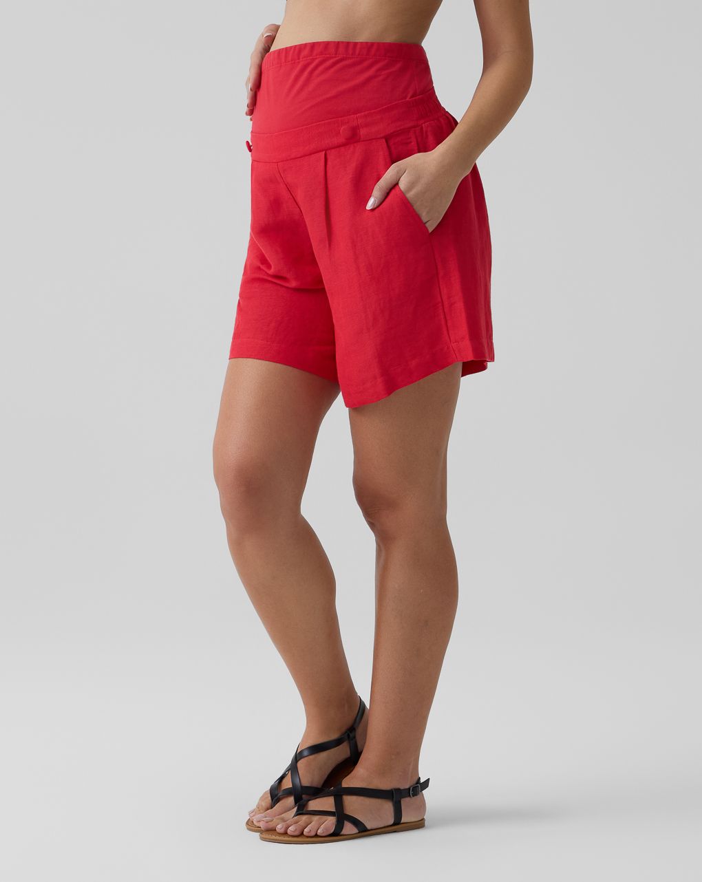 Shorts rossi premaman con fascia alta