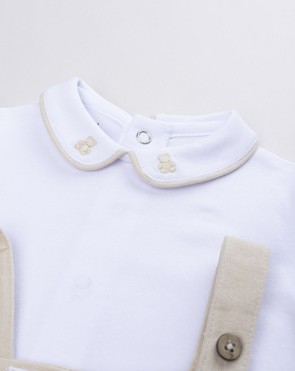 Completo neonato salopette in lino + t-shirt