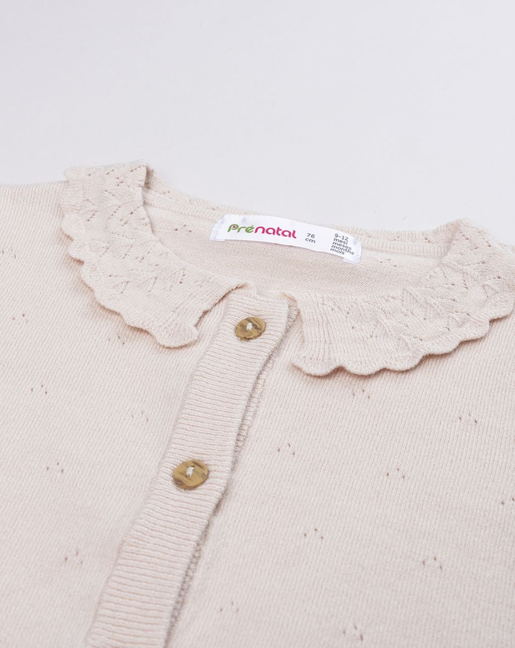 Cardigan tricot beige bimba bottoni classici