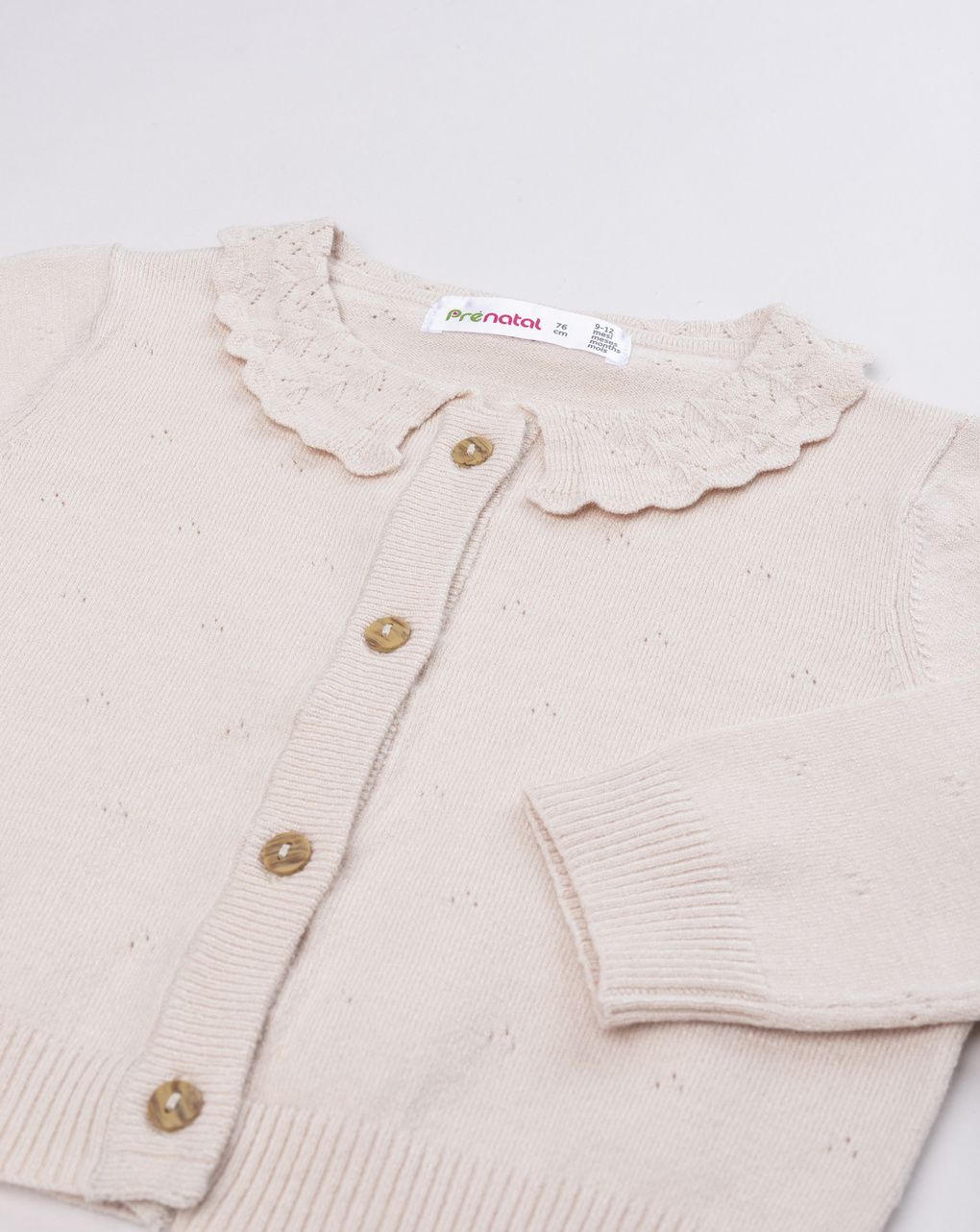 Cardigan tricot beige bimba bottoni classici
