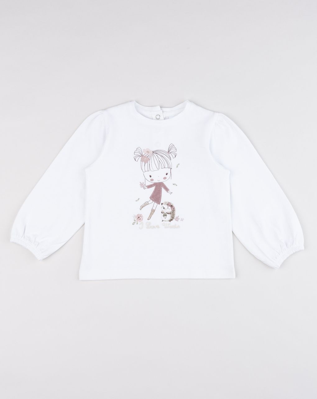 T-shirt bimba bianca stampata