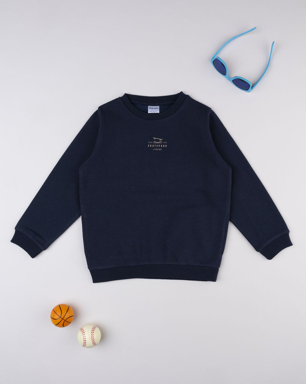 Felpa bambino blu scuro con stampa minimal