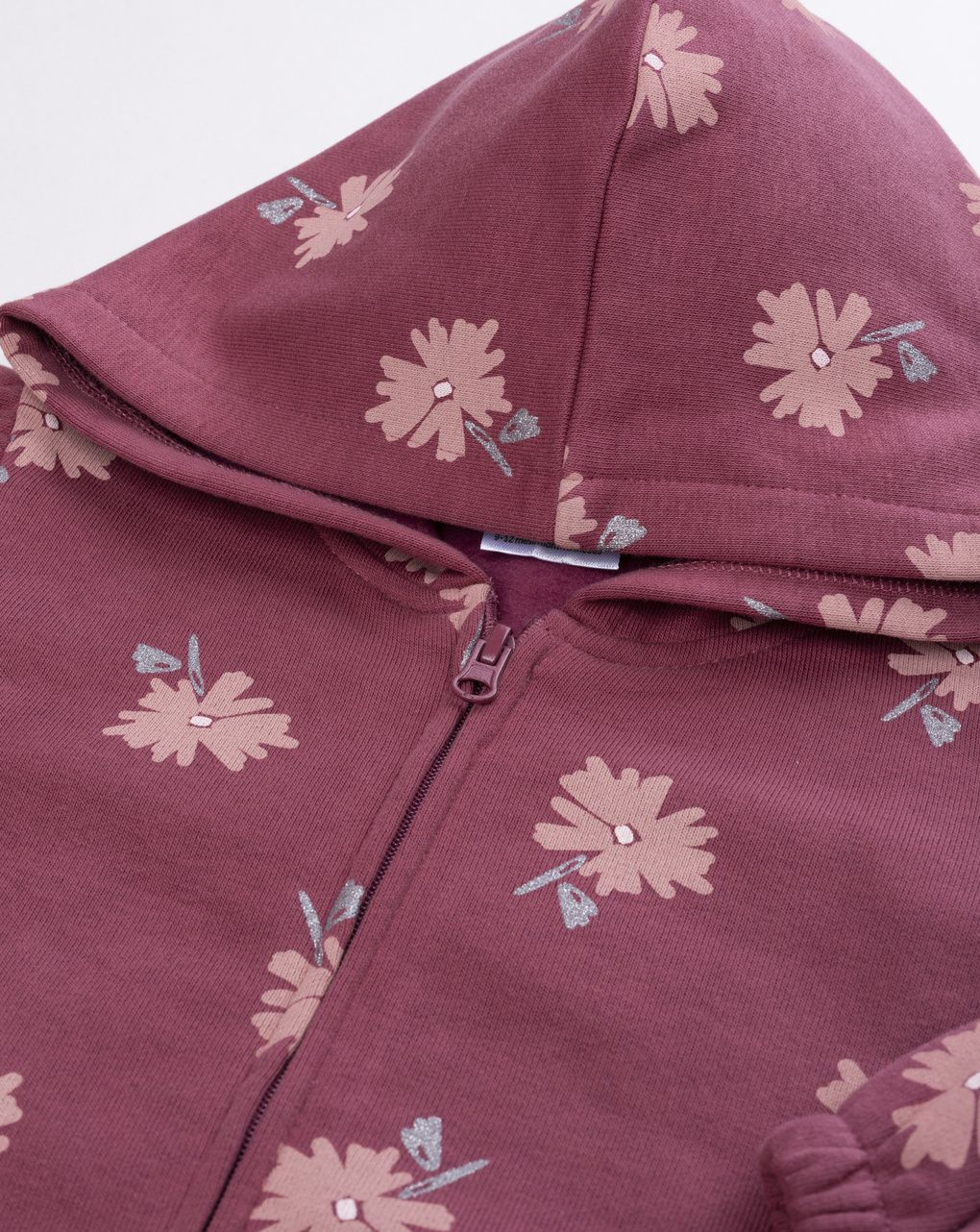 Completo jogging bimba fiori bordeaux e rosa