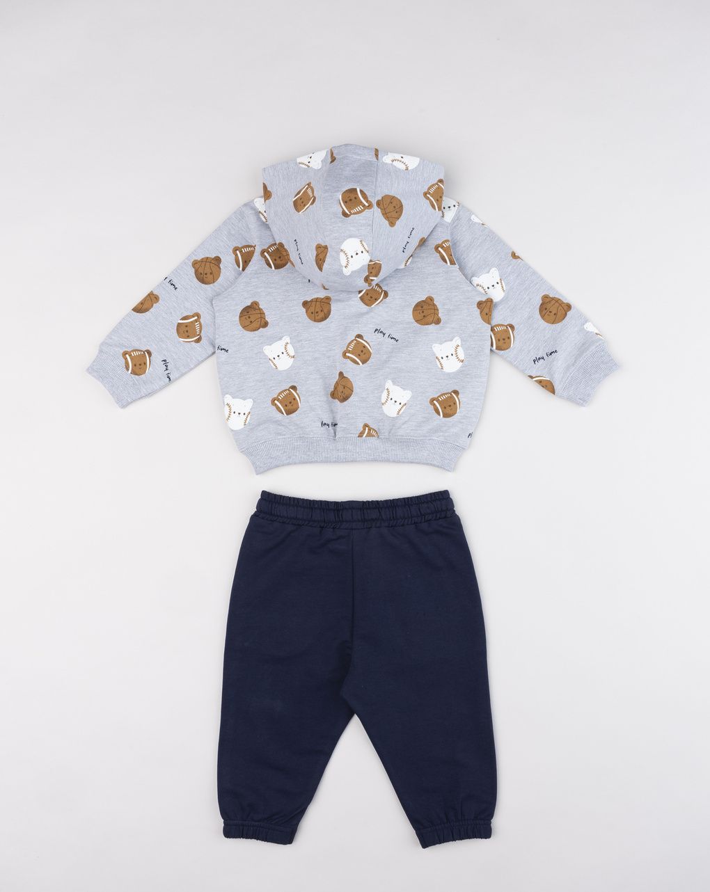 Completo jogging bimbo baseball club grigio/blu