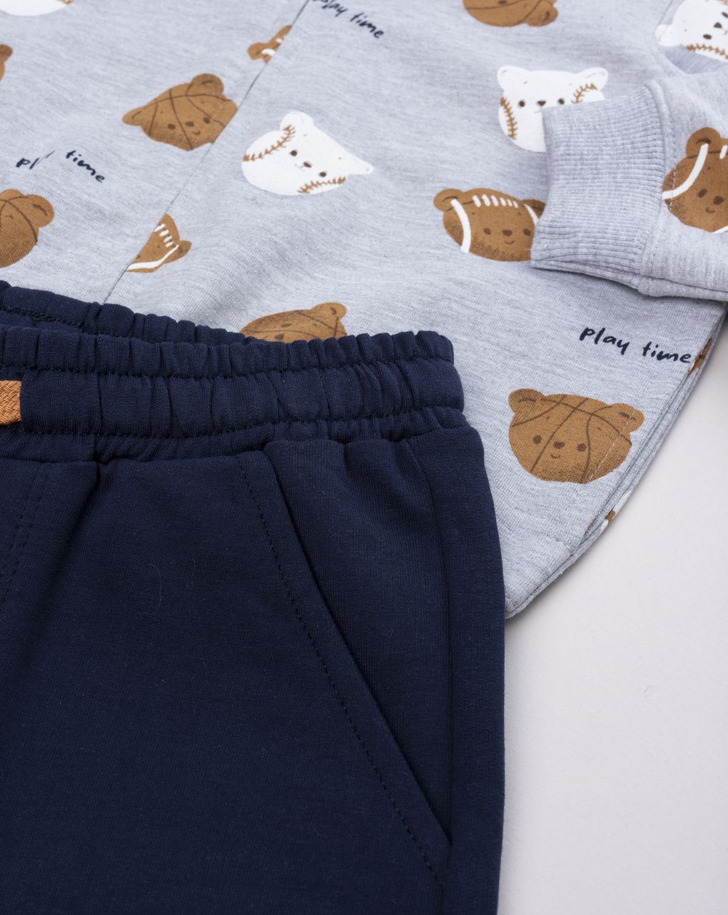 Completo jogging bimbo baseball club grigio/blu