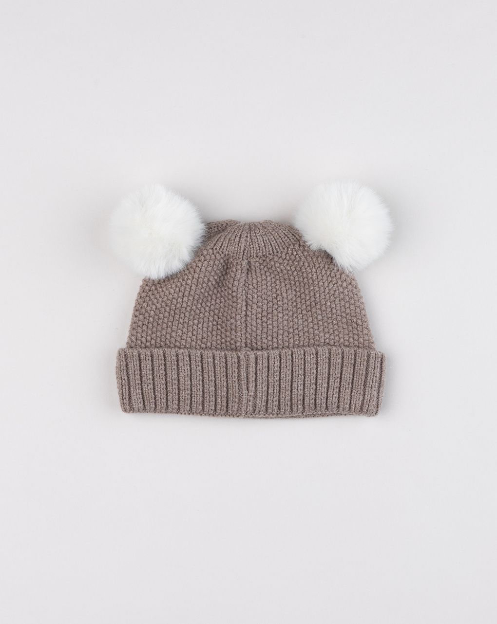 Cappellino tricot bimbo con ponpon "little one"  marrone