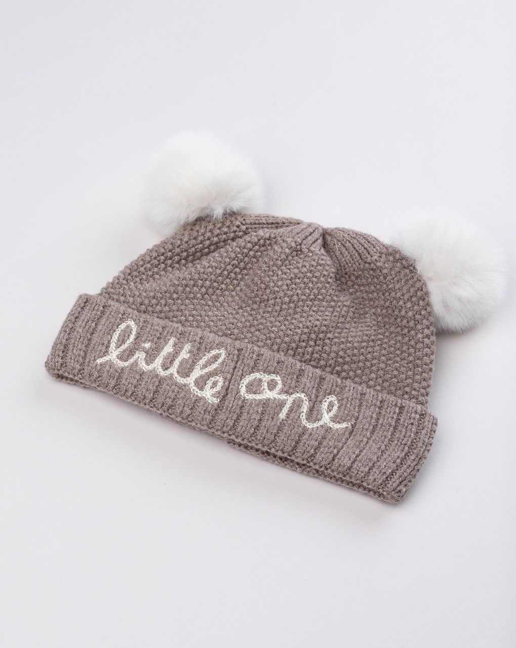 Cappellino tricot bimbo con ponpon "little one"  marrone