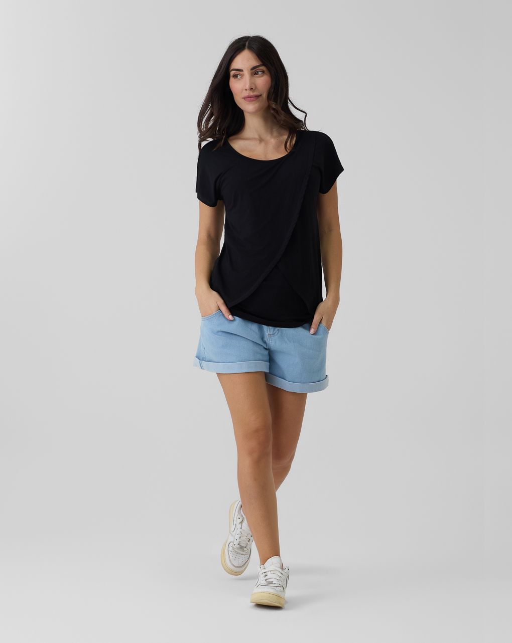 T-shirt allattamento mezza manica nera