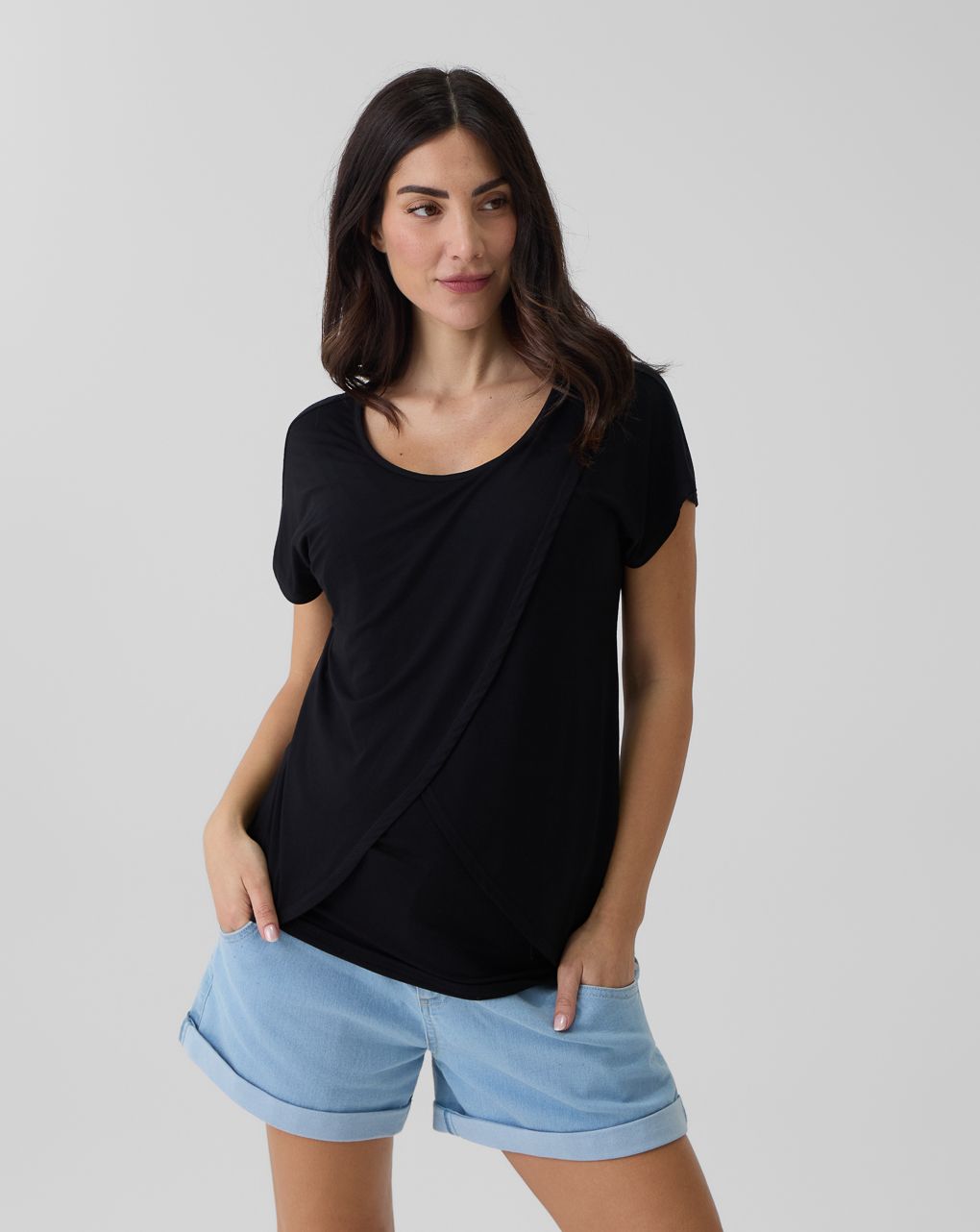 T-shirt allattamento mezza manica nera