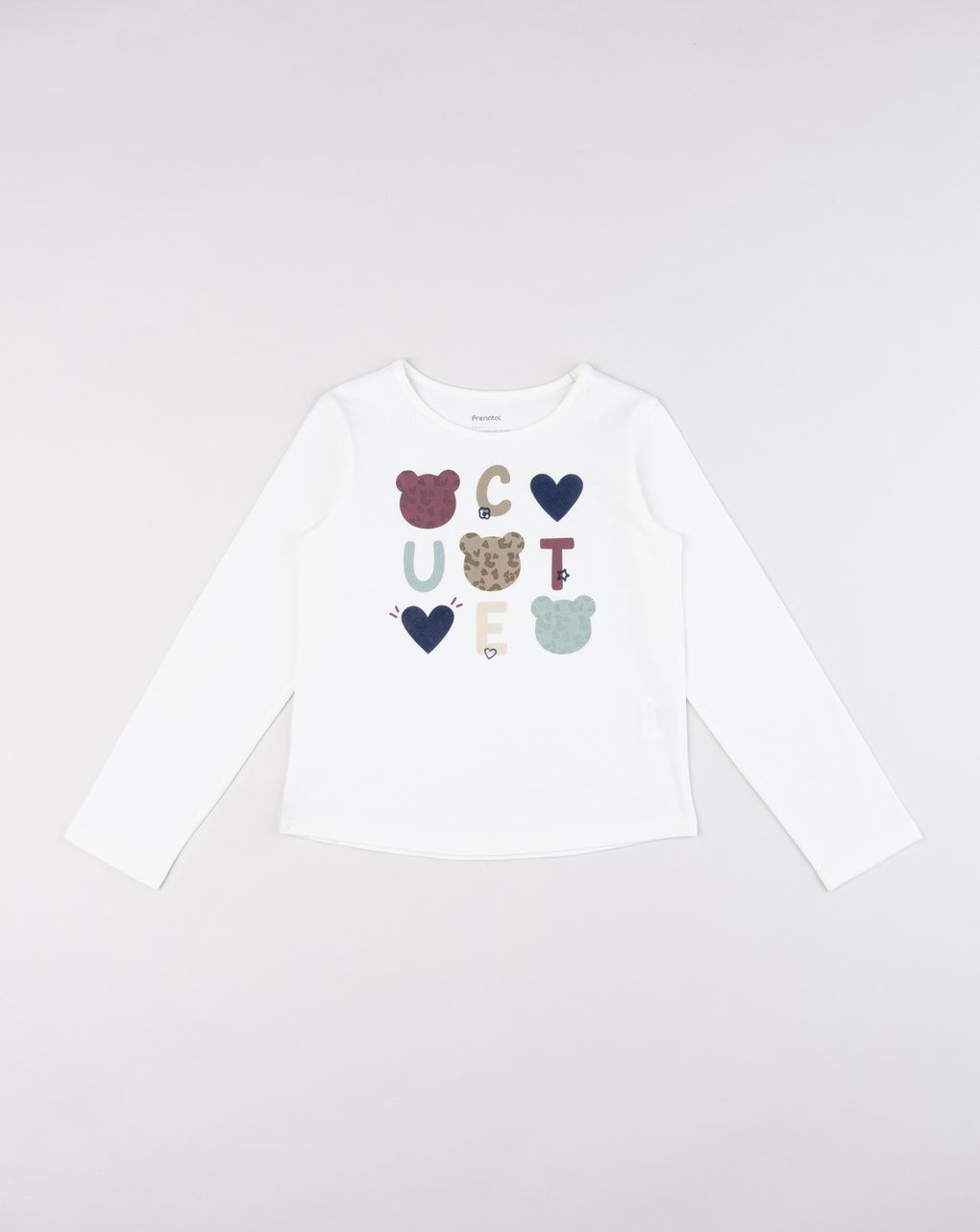 T-shirt bianca bambina "cute bear" e cuori