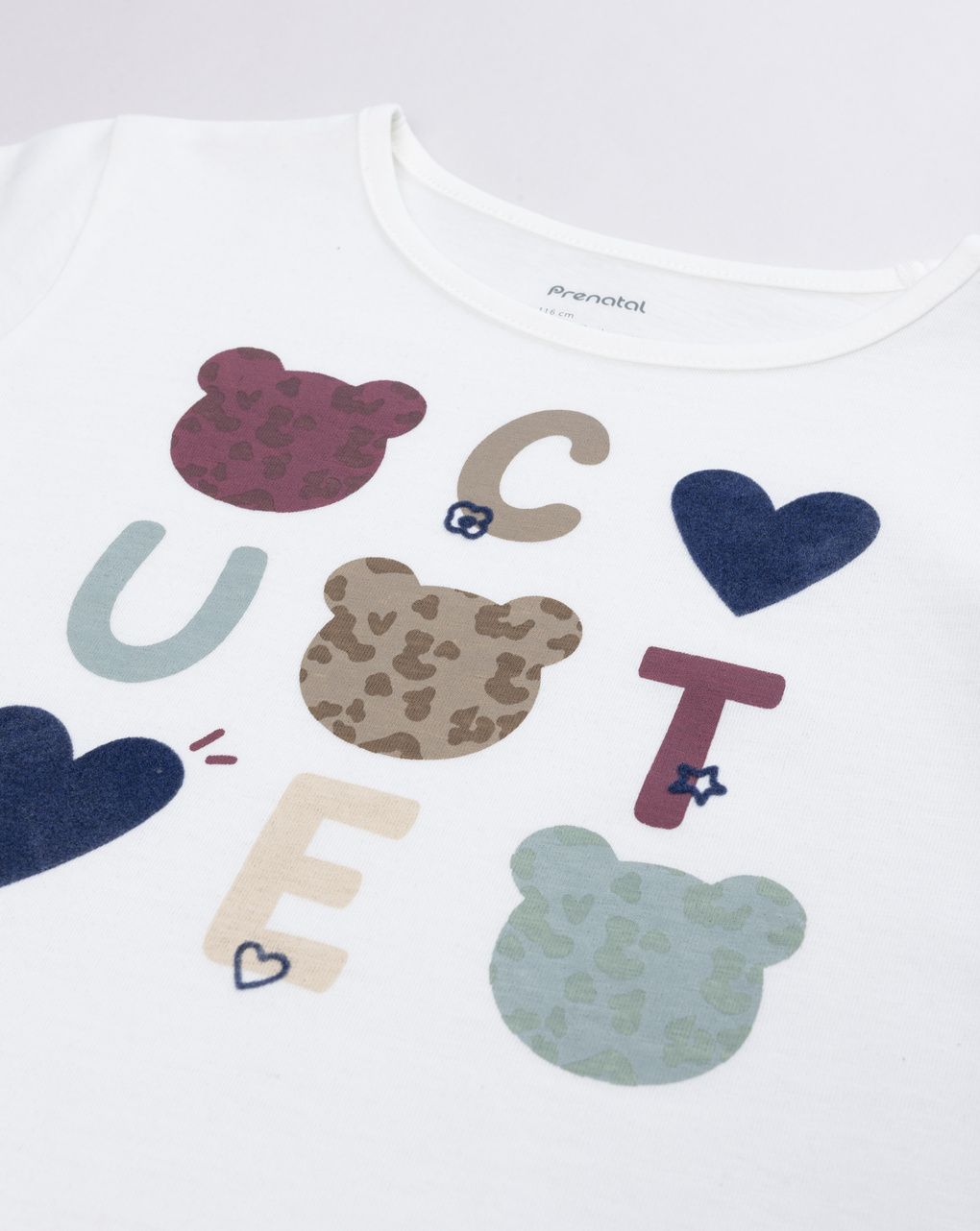 T-shirt bianca bambina "cute bear" e cuori